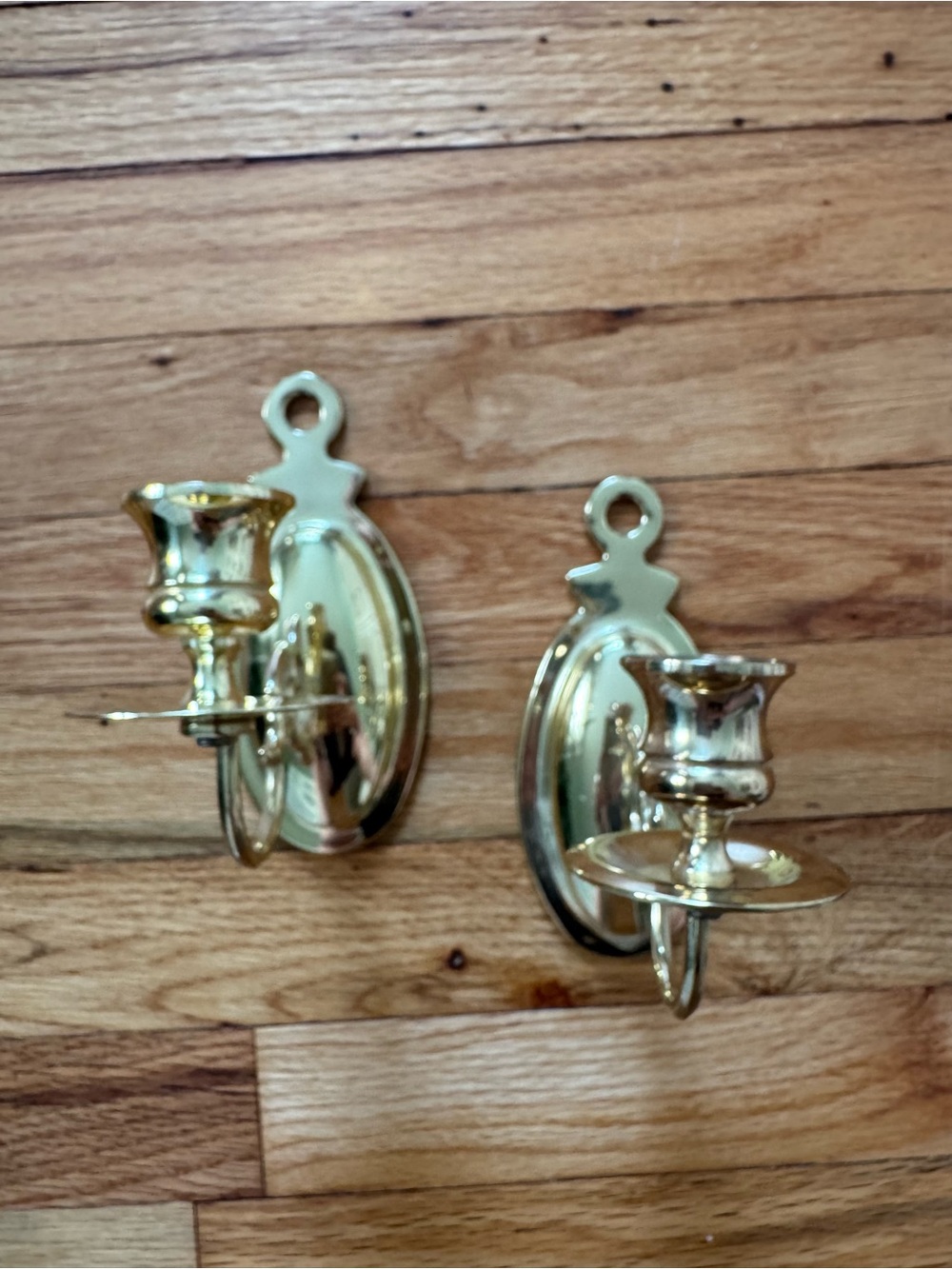Brass Wall Candle Sconces - Pair